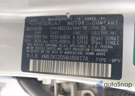 2006 Hyundai Tucson Gls/Limited from USA, damaged, VIN KM8JN12D56U304174